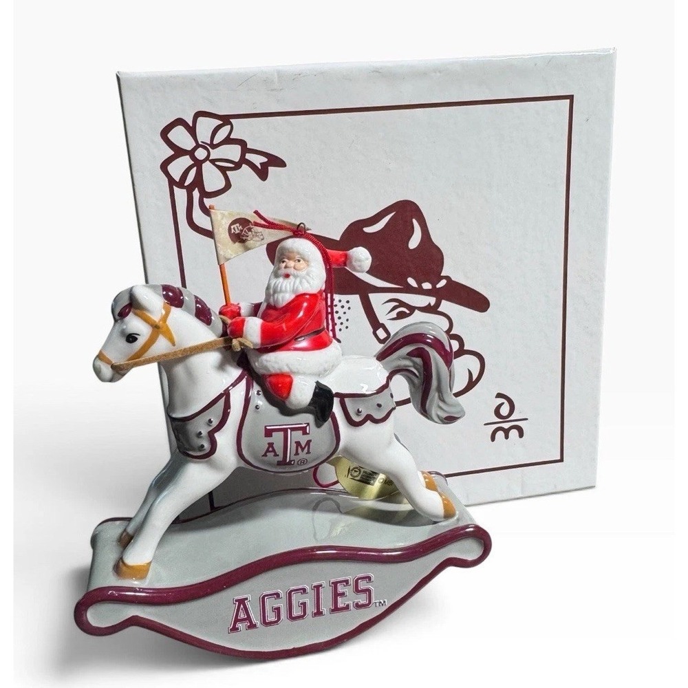 Danbury Mint Texas A&M Aggies 2009 Santa Rocking Horse Christmas Ornament